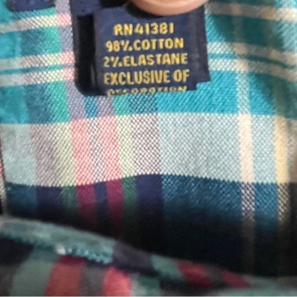 Polo Ralph Lauren Plaid Shirt Men Medium Blue Red Stretch Button Down - Picture 5 of 8